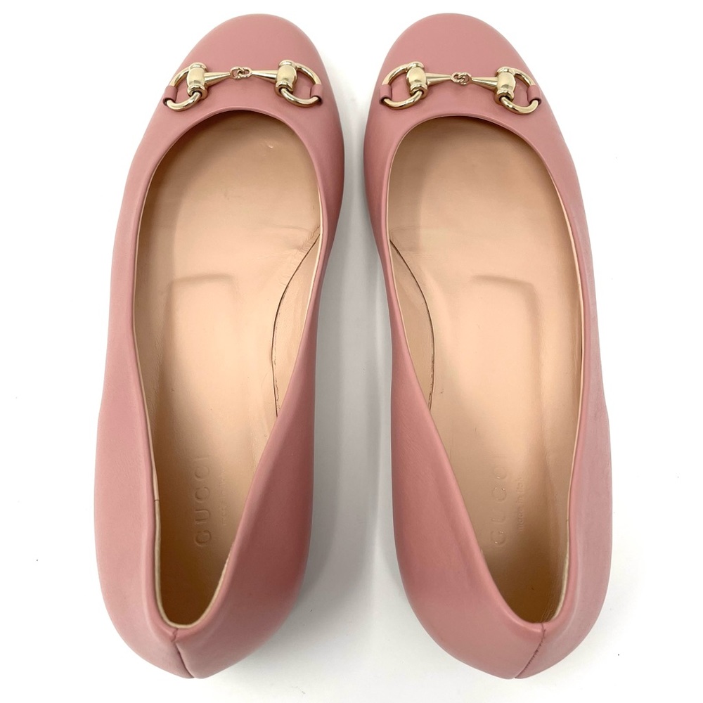 Gucci Horsebit Ballet Flats Pink Leather EU 39 US 9 Powder Pink - Picture 9 of 16